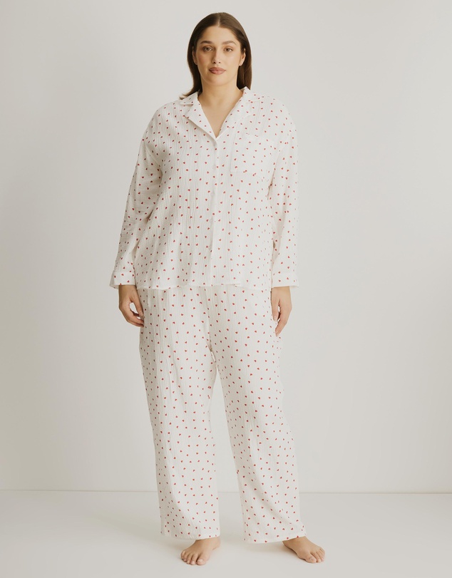 Atmos&Here Curvy - Violet Heart Long Pyjama Set