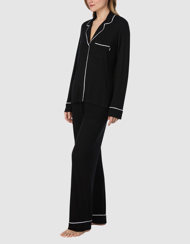 DKNY - Viscose Jersey Long Sleeve Button-Up Long Pyjama Set