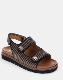 Mia Vita - Dakota Slingback Sandal - Black Raffia
