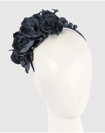 Max Alexander - Navy Orchid Flower Fascinator