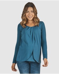 Angel Maternity - Maternity Petal Front Long Sleeve Nursing Top