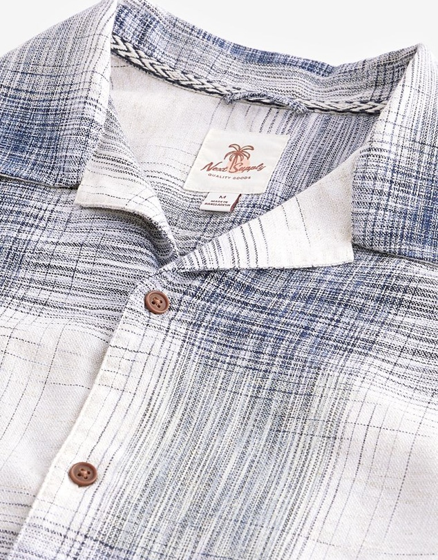 NEXT - Linen Blend Check Short Sleeve Shirt