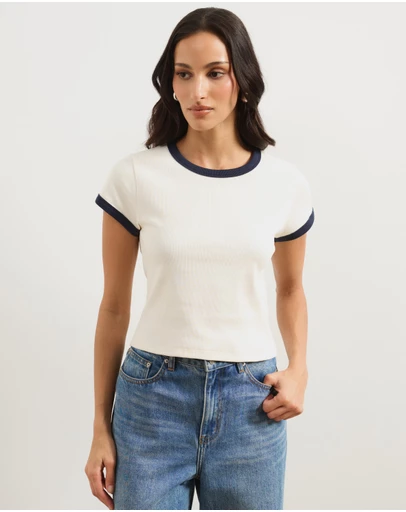 Atmos&Here - Ivy Organic Cotton Rib Ringer Tee