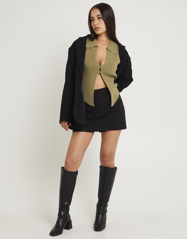 Subtitled - Meryl Ribbed Collar Knit Top