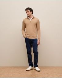 Trenery - Merino Half Zip in Camel