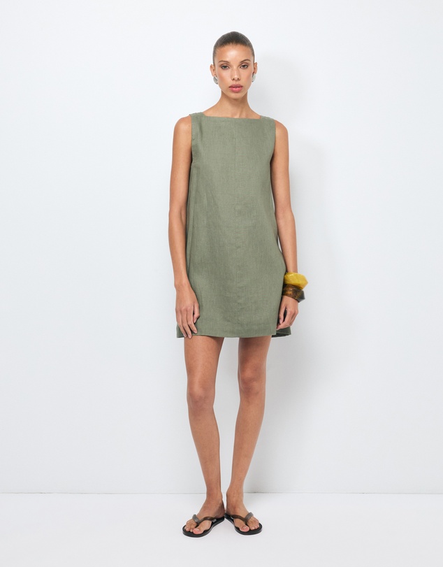 AERE - Siya Panelled Linen Shift Mini Dress
