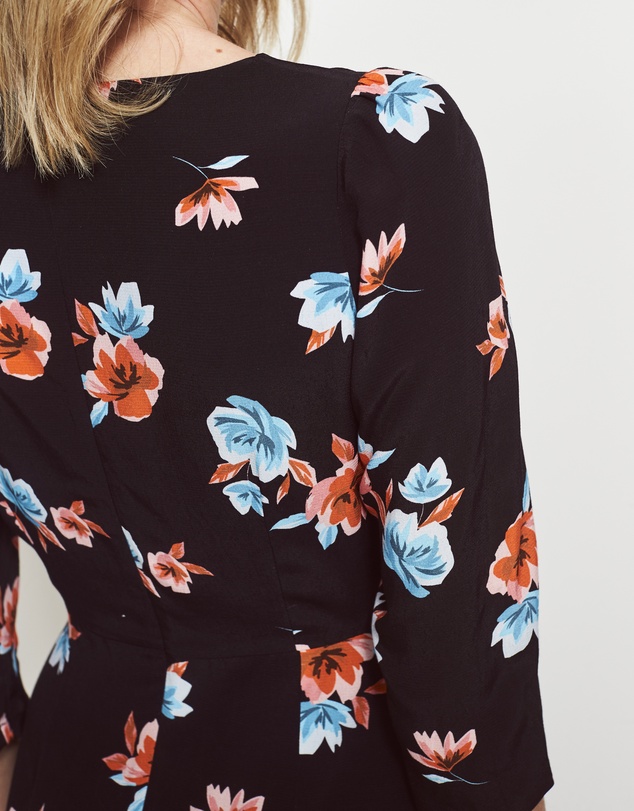 Sosandar - Floral Print Sweetheart Neck Dress