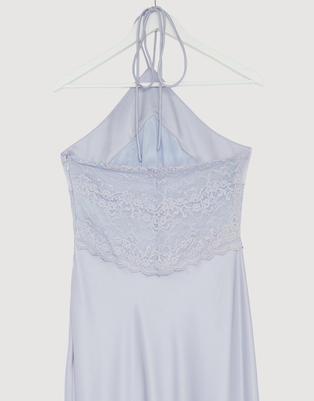 Revibe - Repaired CHANCERY Georgie Halter Neck Lace Panelled Maxi Dress - AU 12