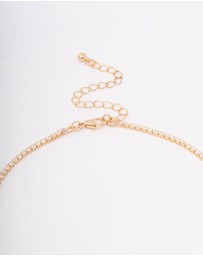 Lovisa - Gold Fine Ribbon Cubic Zirconia Lariat Necklace