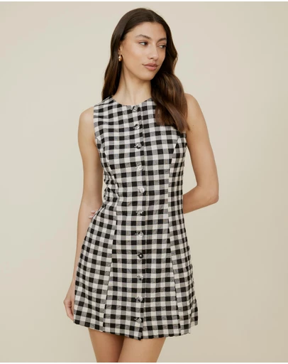 The Fated - Lorne Check Button Dress