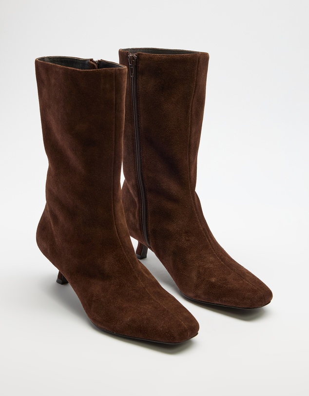 AERE - Maria Suede Kitten Heel Boots
