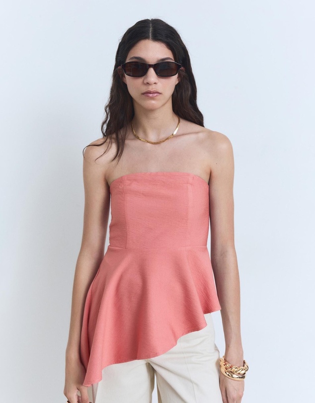 M.N.G - Girly Asymmetric Strapless Top