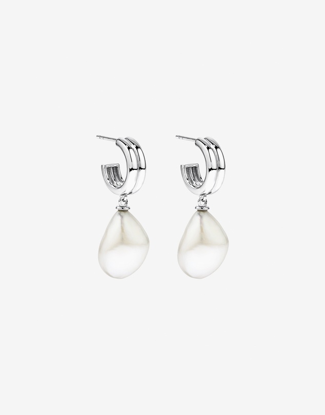 Michael Hill - Two-Row Cultured Freshwater Baroque Pearl Drop Earrings in Sterling Silver