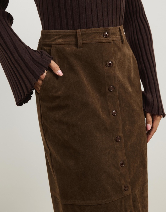 Atmos&Here - Sylvette Faux Suede Midi Skirt