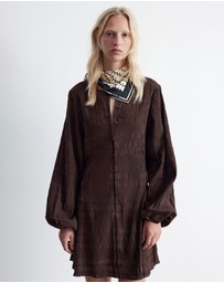 & Other Stories - Smocked Balloon-Sleeve Mini Dress