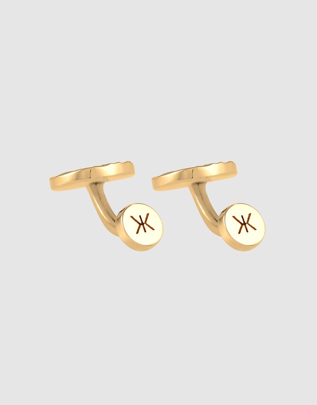 Kuzzoi - ICONIC EXCLUSIVE - Hammered Round Cufflinks in Gold-Plated 925 Silver
