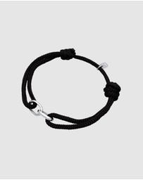 Kuzzoi - ICONIC EXCLUSIVE - Bracelet Men Oval Black Nylon in 925 Sterling Silver