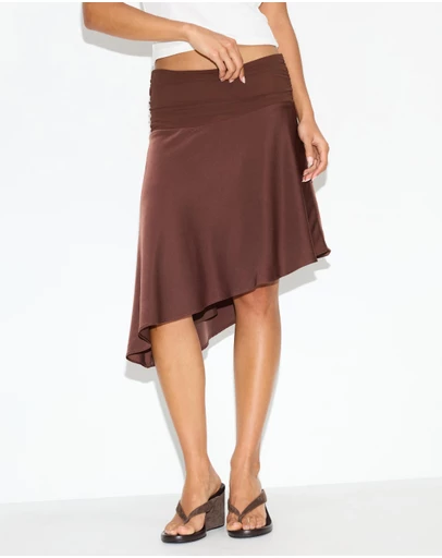 Dazie - Montana Satin Chiffon Midi Skirt