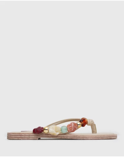 Betts - Saltwater Leather Multi Beaded Thong Sandals