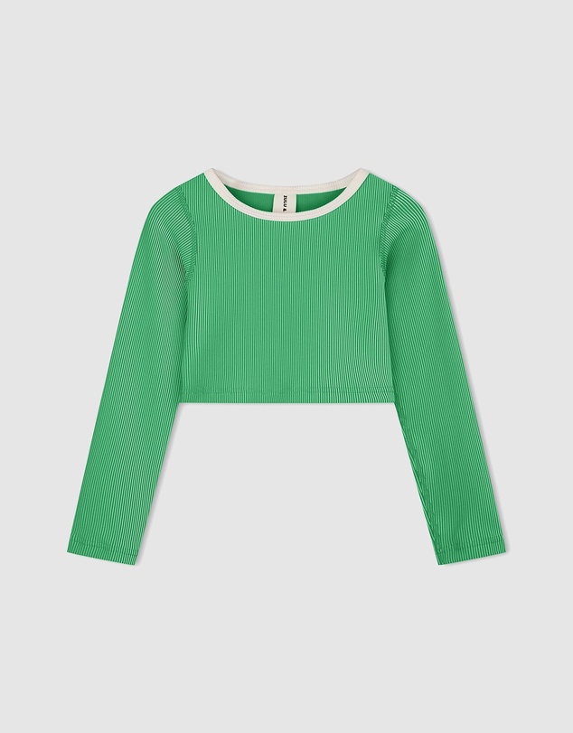 Zulu & Zephyr Mini - Mini Stripe Rib Crop Rashie - Kids-Teens