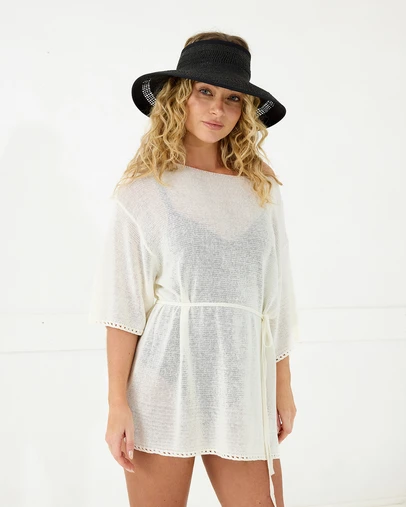 Morgan & Taylor - Tessa Woven Straw Visor in Black