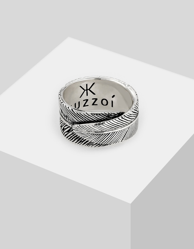 Kuzzoi - ICONIC EXCLUSIVE - Ring Feather Vintage Trend Oxidised in 925 Sterling Silver