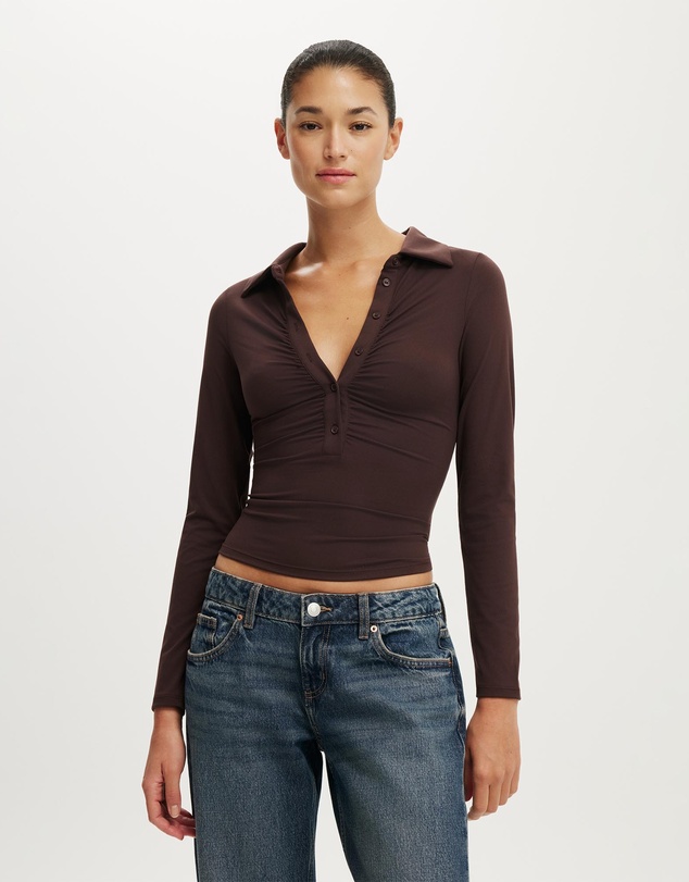 Cotton On - Hold Me Long Sleeve Polo