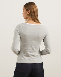 Atmos&Here - Contrast Long Sleeve Organic Cotton T-Shirt