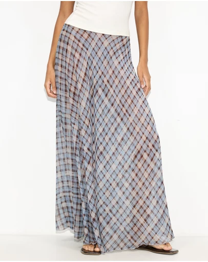 Dazie - Afloat Check Maxi Skirt