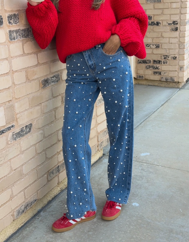 Beginning Boutique - Delvey Red Chunky Knit Sweater