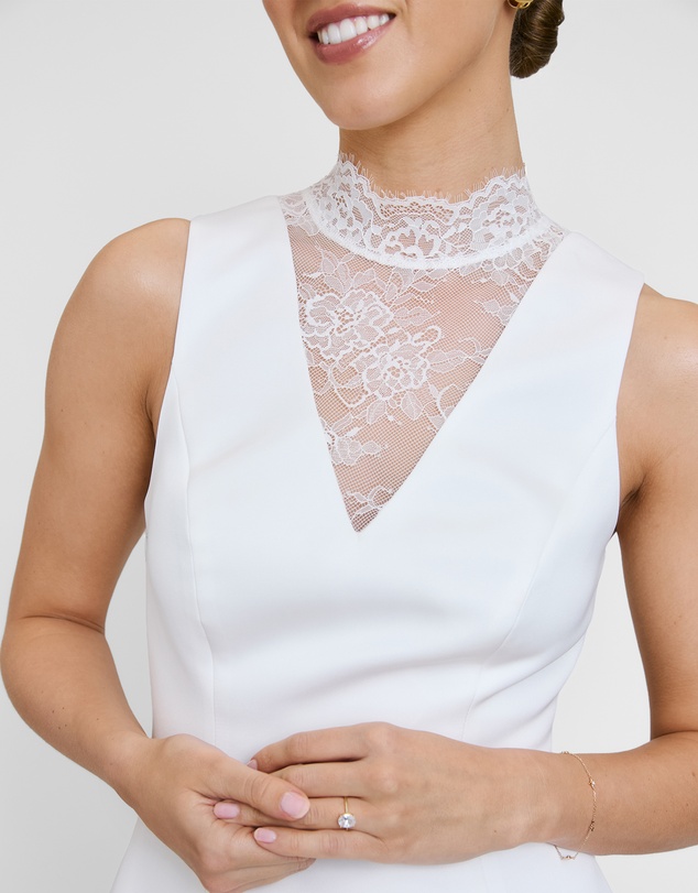 Six Stories - Lace High Neck A-line Mini Dress
