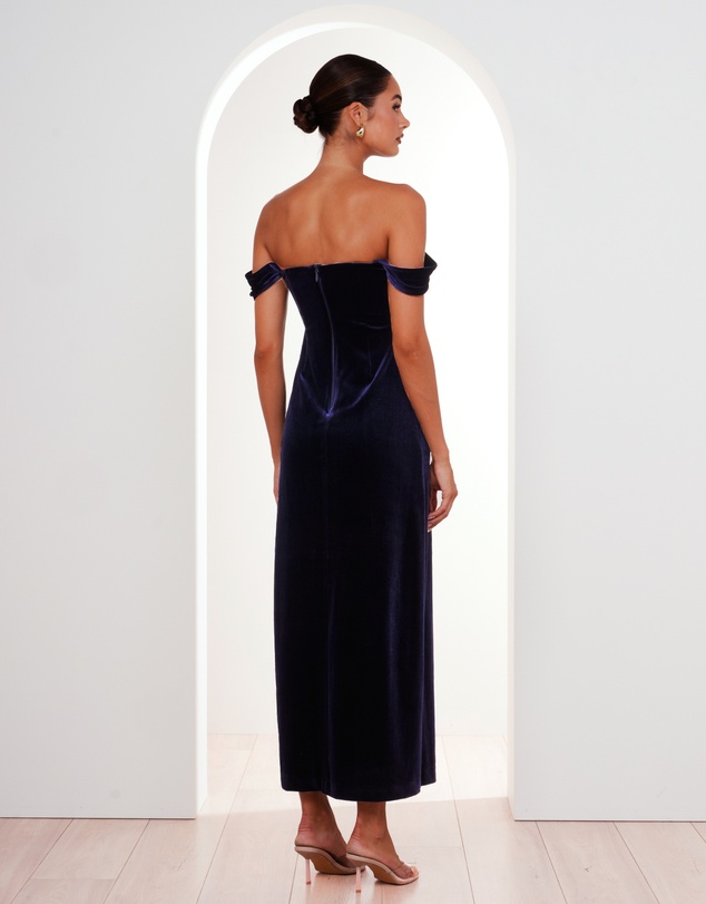 Pilgrim - Olive Off Shoulder Velvet Gown