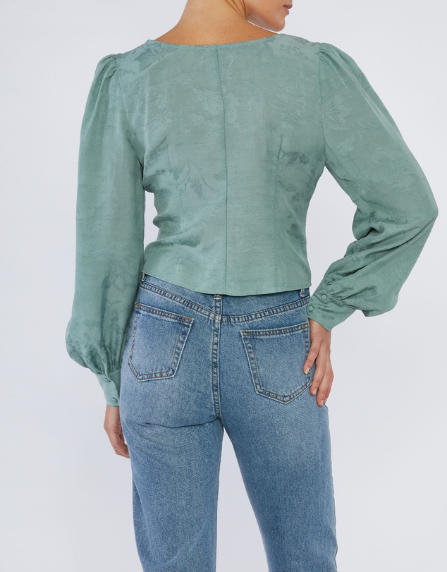 Amelius - Loren Linen Jacquard V-Neck Top