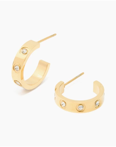 Lovisa - Waterproof Gold Plated Stainless Steel Cubic Zirconia Square Hoop Earrings