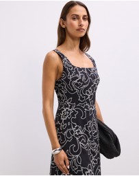 The Fated - Greer Square Neck Midi Dress