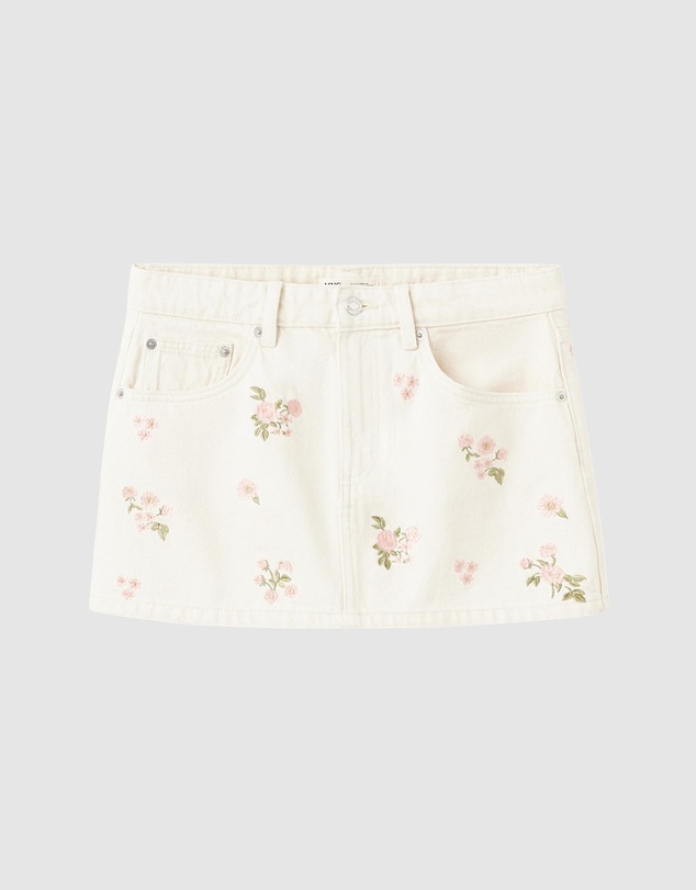M.N.G - Floral Embroidery Skirt