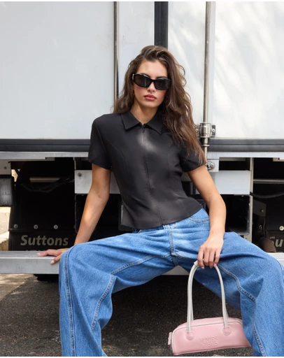 Dazie - Lavoro Zip Collared Shirt