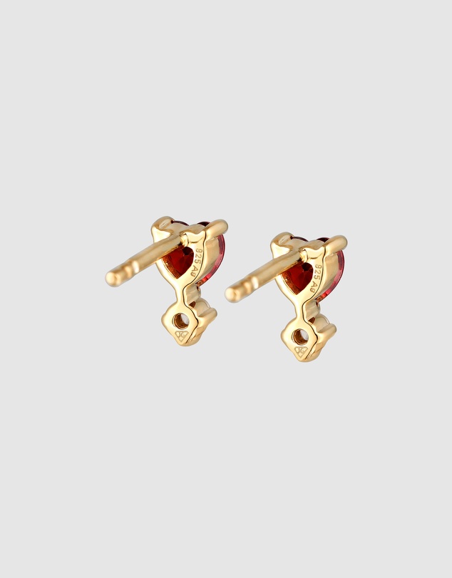 Elli Jewelry - Red Zirconia Heart Stud Earrings in Gold-Plated 925 Silver