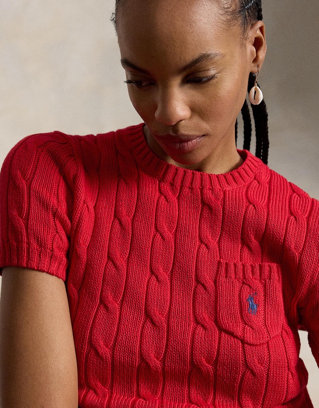 Polo Ralph Lauren - Cable-Knit Cotton Short-Sleeve Sweater - The ICONIC Exclusive