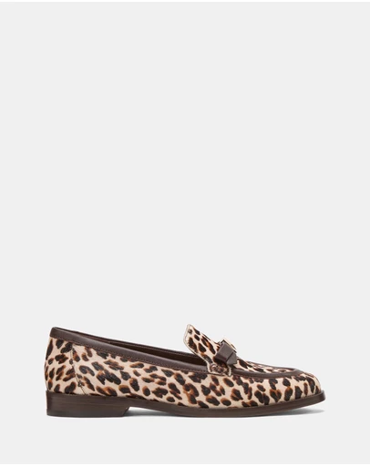 Kate Spade - Deco Bow Downtown Leopard Haircalf Loafers
