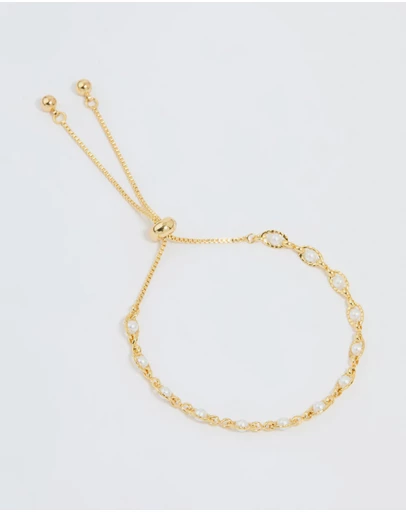 Lovisa - Gold Plated Pearl Twisted Toggle Bracelet