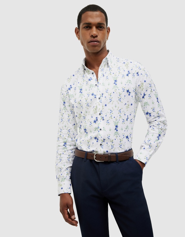 Politix - Textured Floral Long Sleeve Shirt