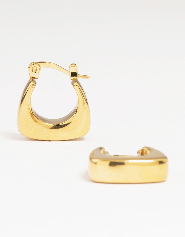 Lovisa - Waterproof Gold Plated Stainless Steel Thick Bottom Curved Hoop Earrings