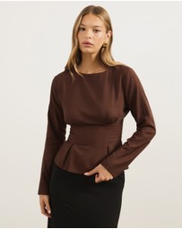 Atmos&Here - Sapna Linen Blend Long Sleeve Pintuck Blouse