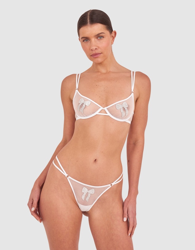 Bras N Things - Night Games Bedazzle Me Unlined Bra & String Set - Silver
