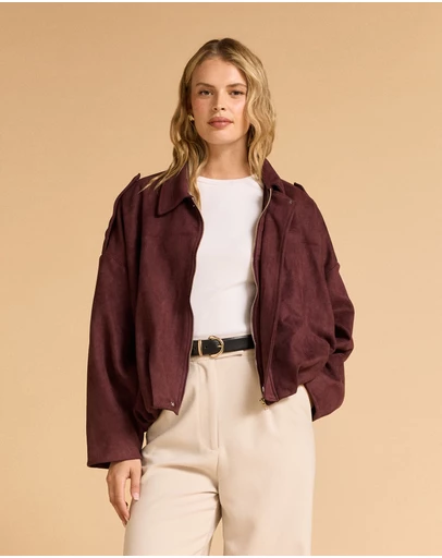 MVN - Faux Suede Bomber Jacket