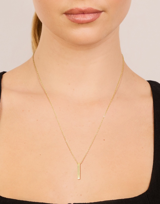 Lovisa - Waterproof Gold Plated Stainless Steel Pillar Engravable Pendant Necklace