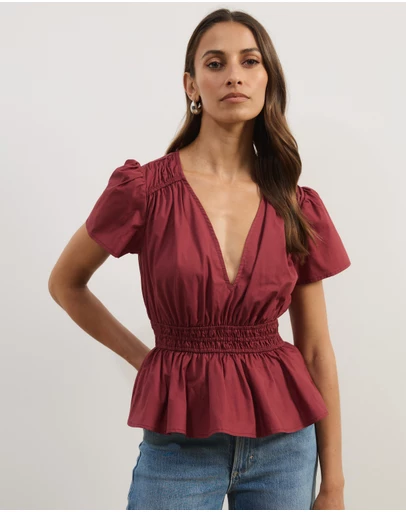 Atmos&Here - Lana Cotton Shirred Top