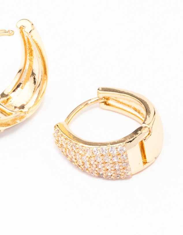 Lovisa - Gold Plated Pave Tapered Hoop Earrings