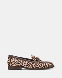 Kate Spade - Deco Bow Downtown Leopard Haircalf Loafers